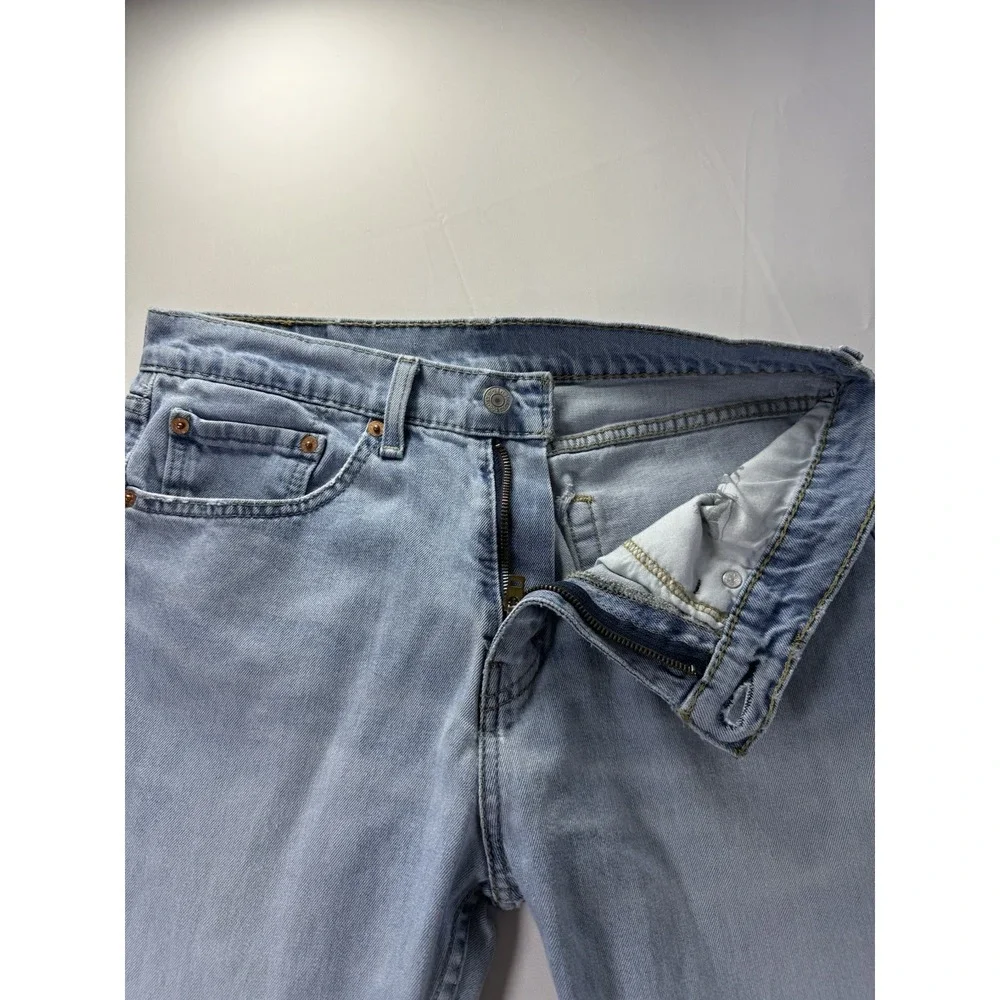 Levis 505 Men's Jeans 32x34 Blue Straight Leg Light Wash Denim‎ Work Distressed